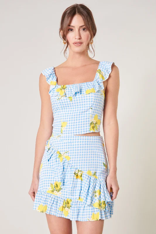 Citrus Picnic Gingham Izzy Crop Top