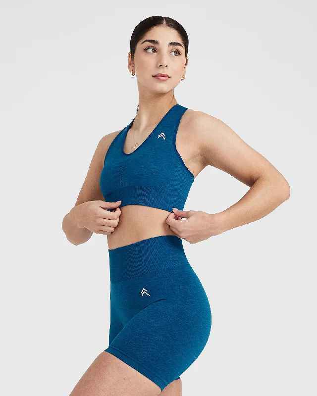 Classic Seamless 2.0 V-Neck Bralette | Petrol Blue Marl