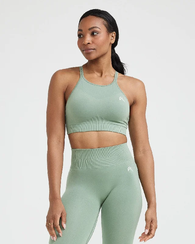 Effortless Seamless High Neck Bralette | Sage