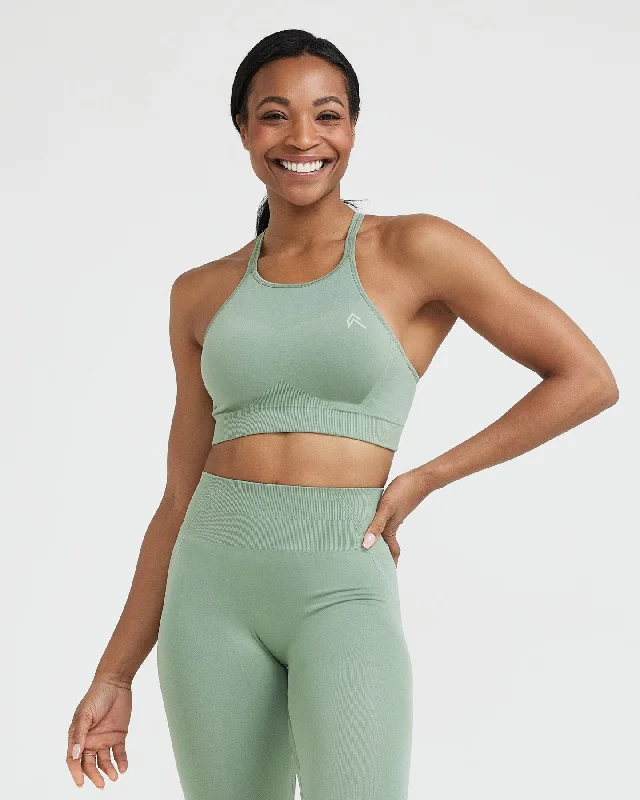 Effortless Seamless High Neck Bralette | Sage