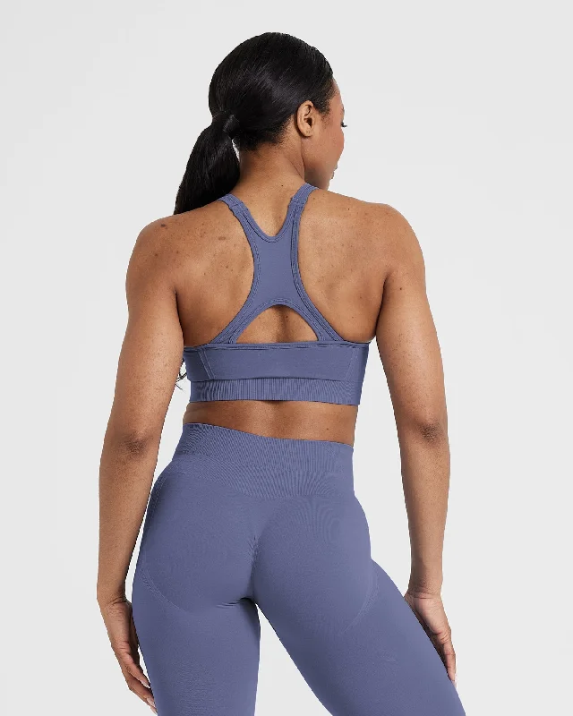 Effortless Seamless High Neck Bralette | Slate Blue