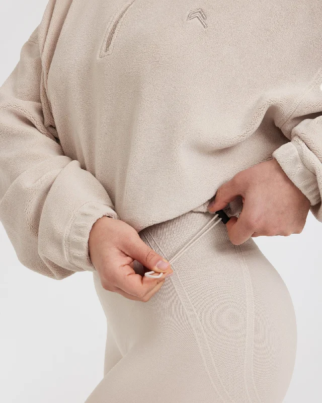 Fleece Oversized Crop 1/2 Zip Sweatshirt | Sand