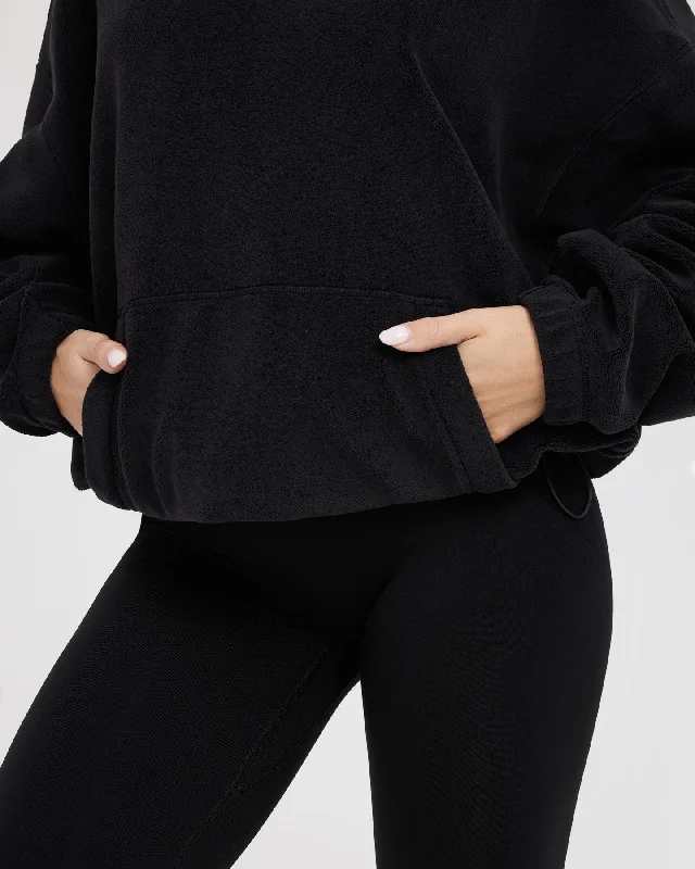 Fleece Oversized Hoodie | Black