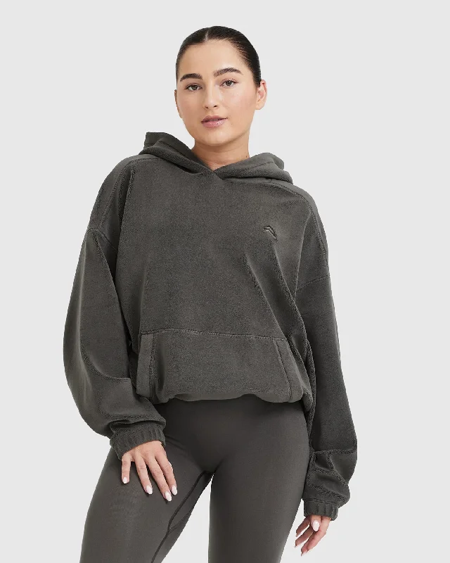 Fleece Oversized Hoodie | Deep Taupe