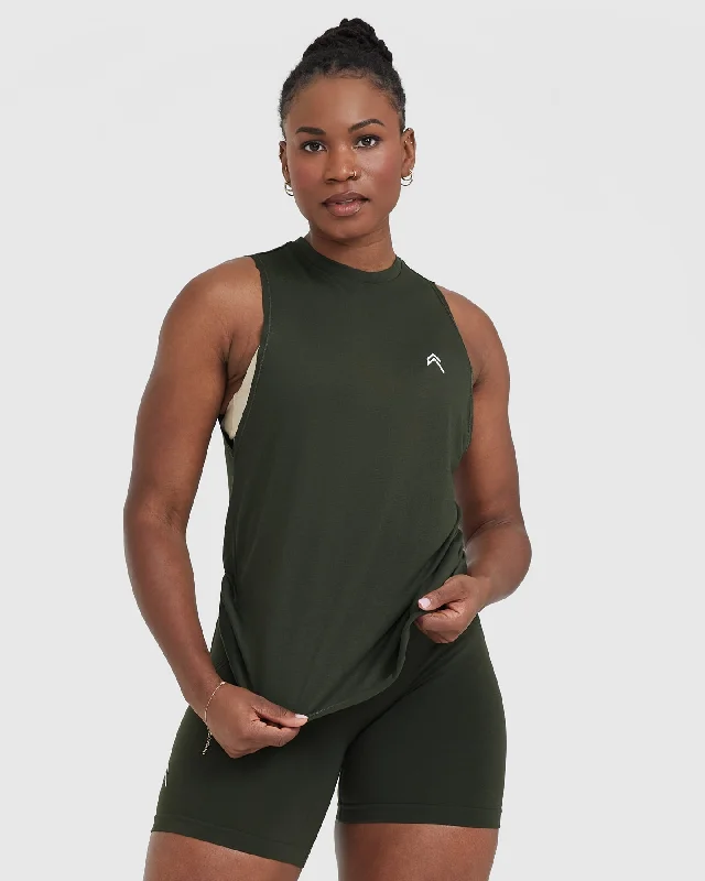 Go To Muscle Vest | Khaki Green