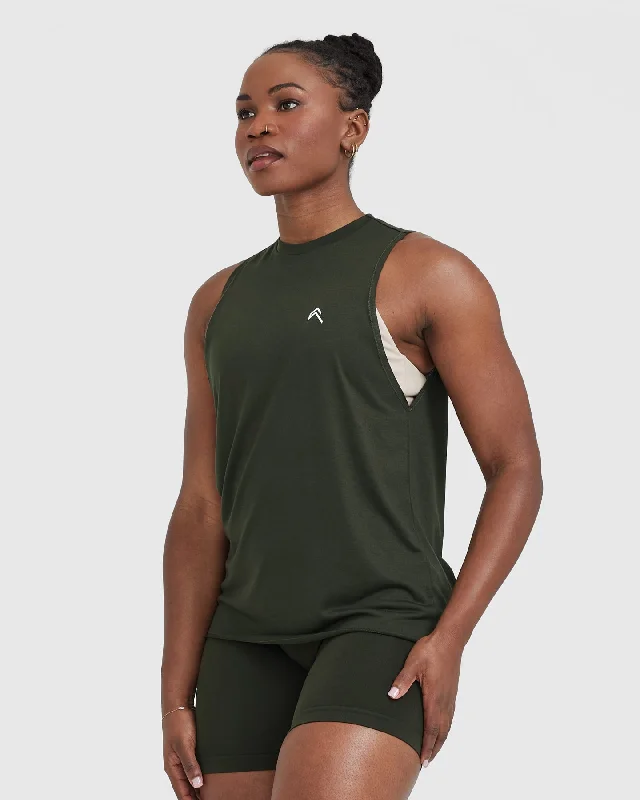 Go To Muscle Vest | Khaki Green