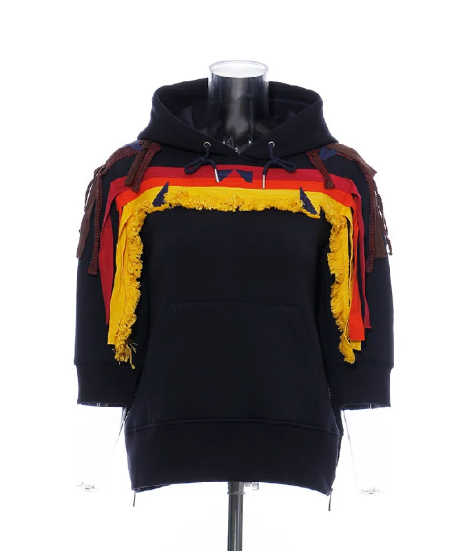 High Street Hooded Loose Sweatshirt Embroidered Hooded Tops Short Zipper Sweatshirts For Women