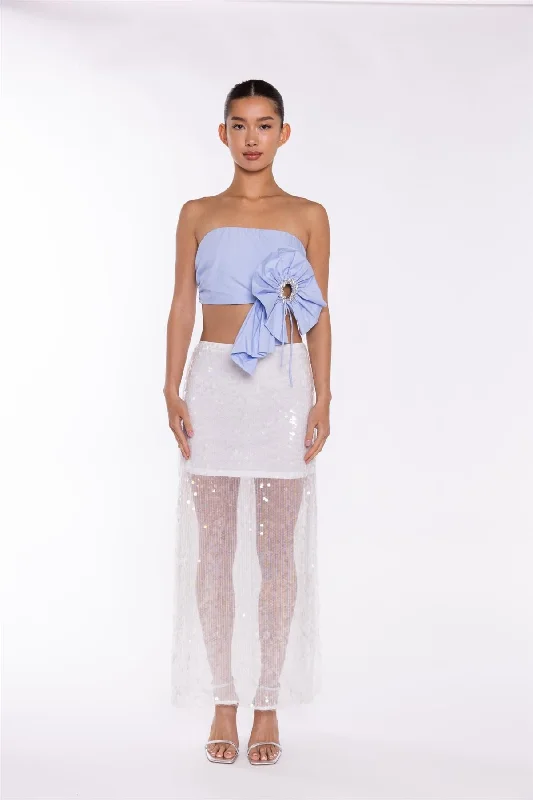 Light-Blue 3D Corsage Crop-Top