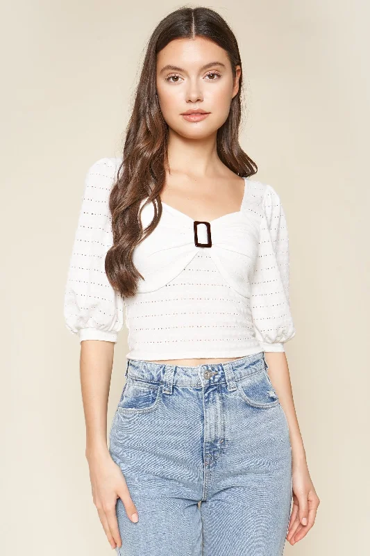 Lovies Knit Buckle Front Crop Top