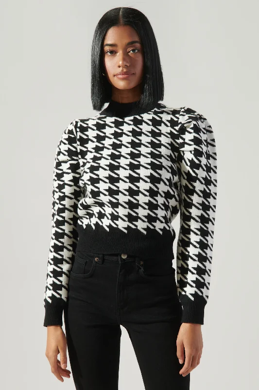 Miranda Houndstooth Cropped Sweater