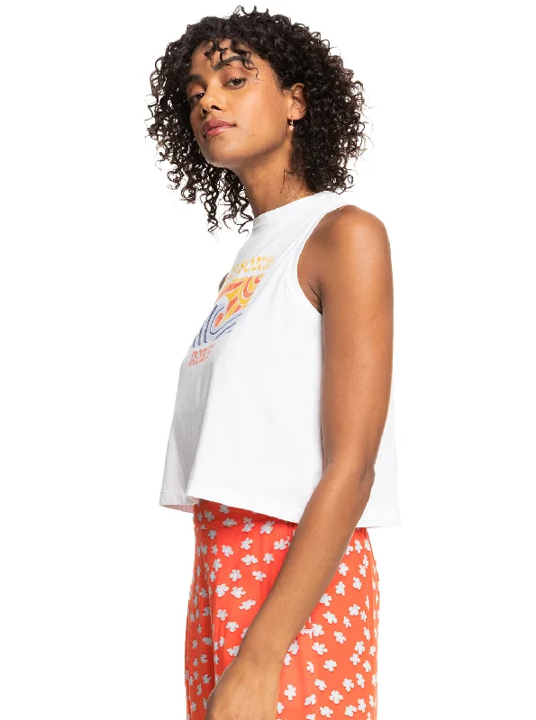 Moonlight Serenade Cropped Tank Top - Bright White