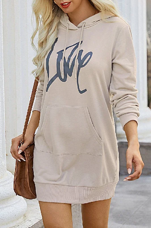 Versatile Drawstring Lightweight Pullover Sweatshirt Hoodie Dress