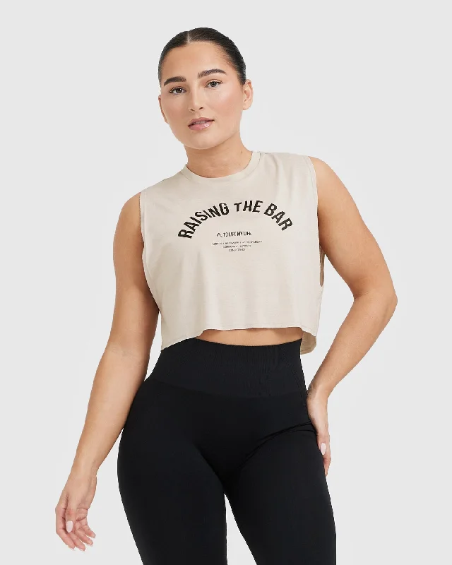 Raising The Bar Graphic Muscle Crop Vest | Sand