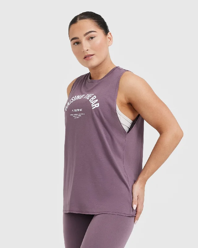 Raising The Bar Graphic Unisex Muscle Vest | Vintage Purple