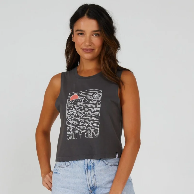 Salty Crew Joy Women's Crop Tank- Charcoal