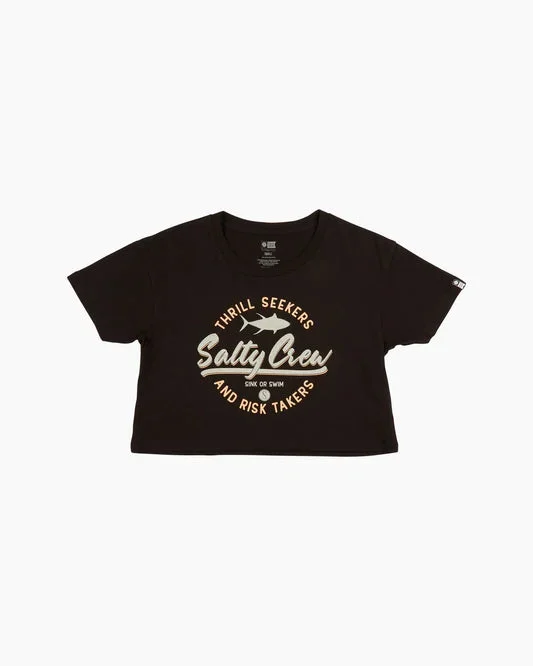 Salty Crew Scripted Crop Top - Black