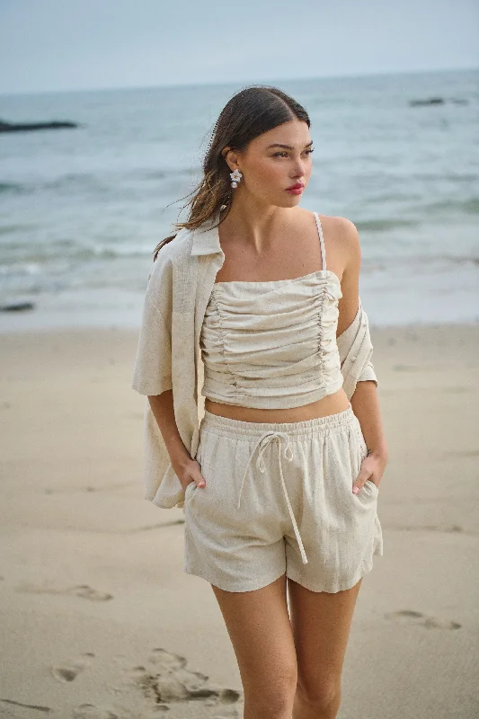 Sandy Shore Bliss Ruched Cropped Top