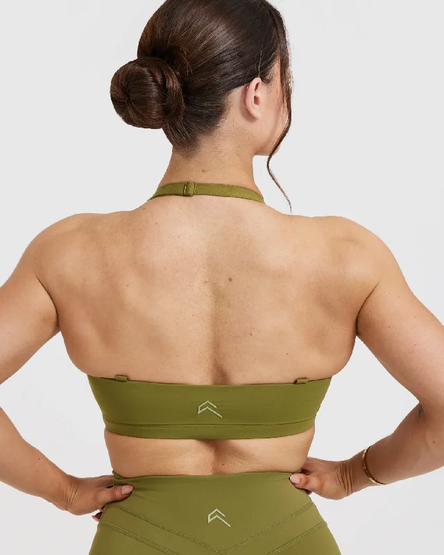 Unified Twist Sports Bra | Olive Green