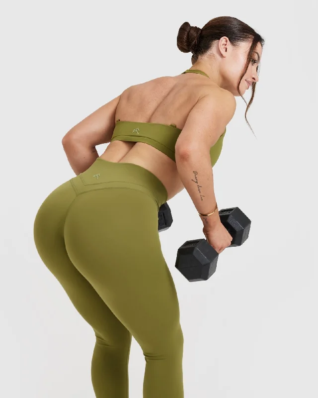 Unified Twist Sports Bra | Olive Green