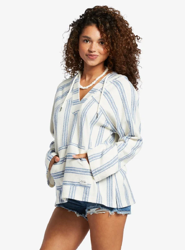 Wild And Free Poncho Style Hoodie - Bayside Stripe